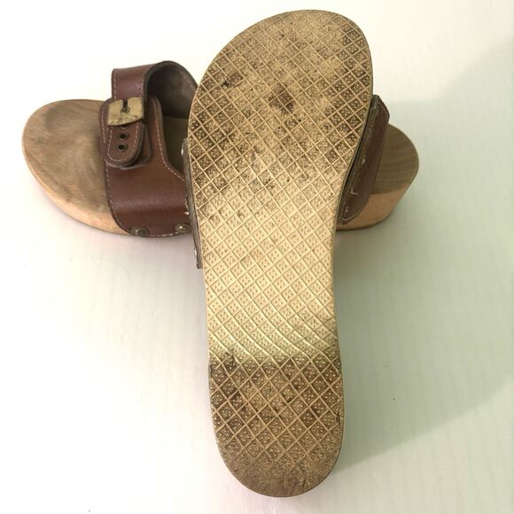 Dr. Scholls Wooden Sandals Women's Size 7 Brown Vintage Exercise Made in Austria - Picture 6 of 7